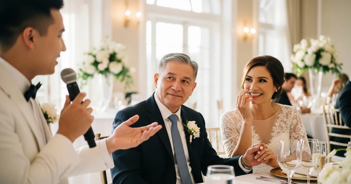 Pareja hablando con los padres de ella durante la pedida de mano en el salón familiar