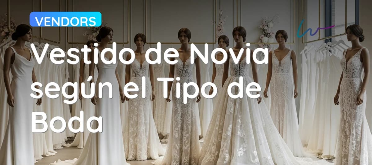 Collage de novias con distintos tipos de vestido según el formato de su boda: civil, playa, finca e iglesia