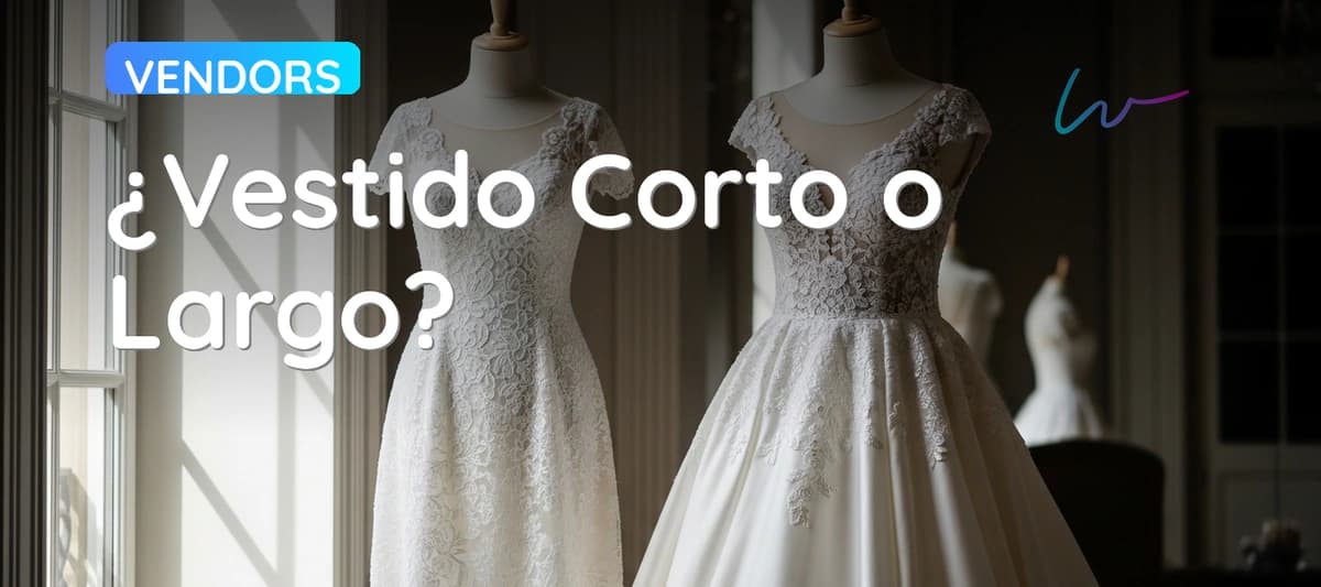 Comparativa de novia con vestido corto en boda civil y novia con vestido largo en jardín